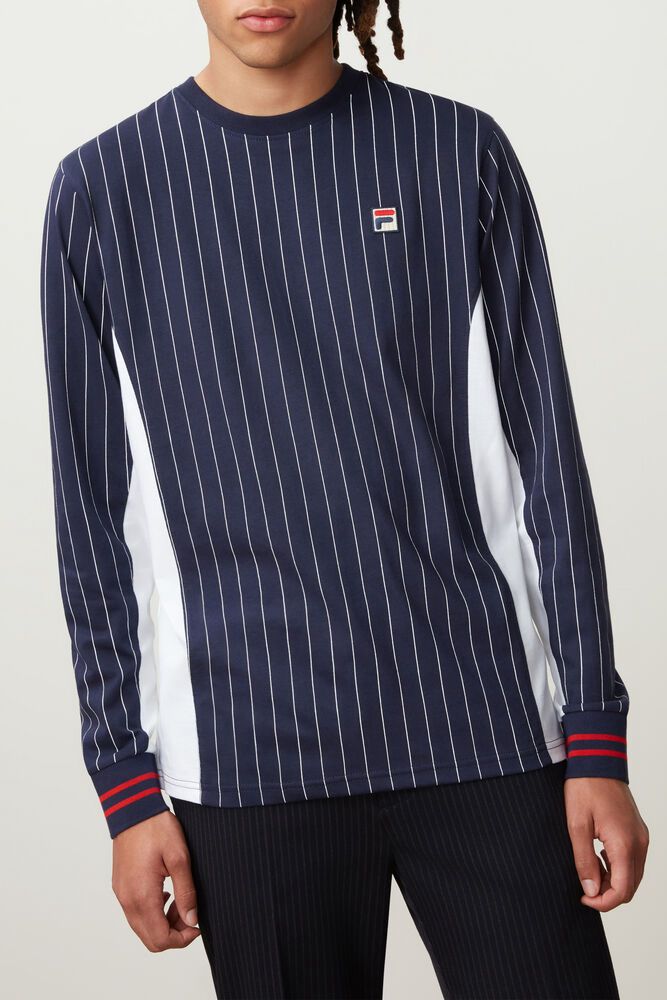 Fila T Skjorte Herre Marineblå Eoghan Lenge Sleeve 546213-RFI